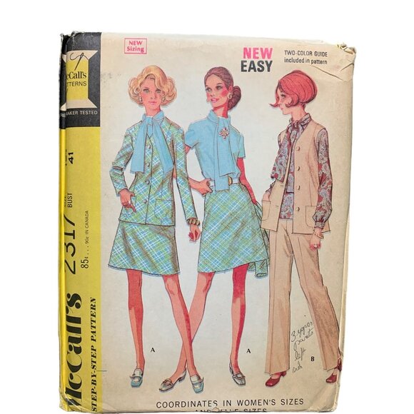 McCalls 2317 Sewing Pattern Size 18 1/2 Blazer Vest Skirt Shirt Uncut 1970s - Picture 1 of 6